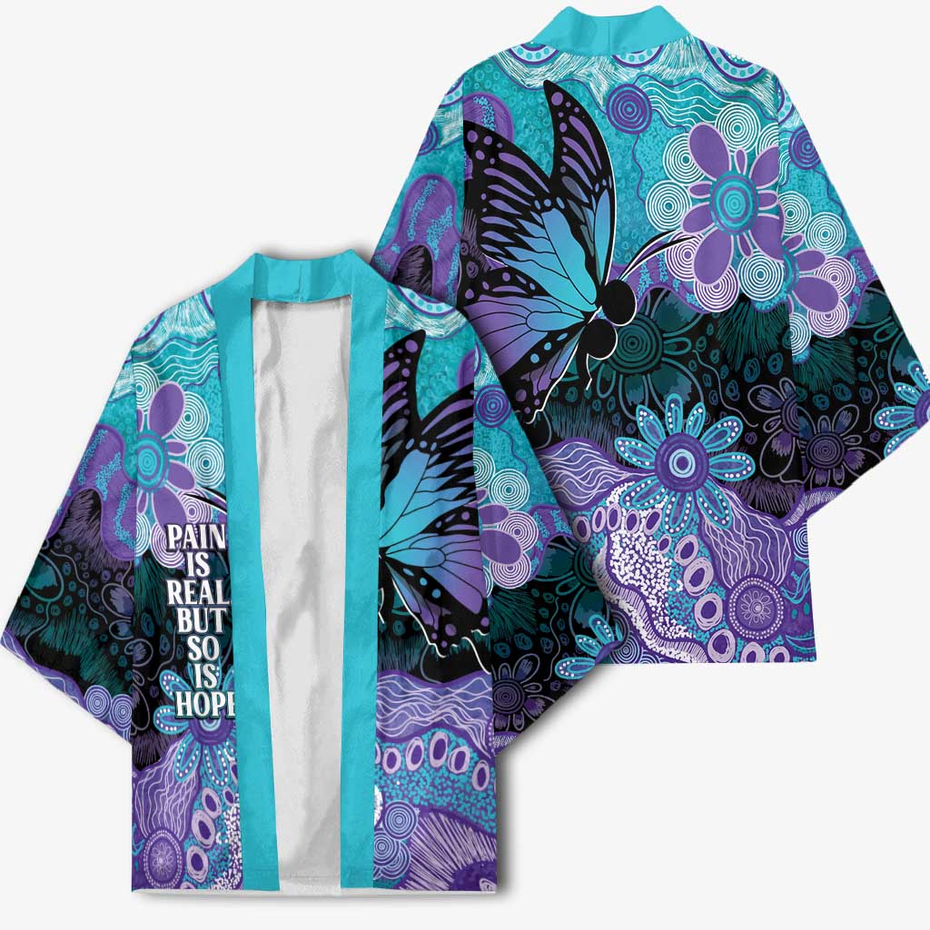 Australia Indigenous Teal Purple Contemporary Aboriginal Art Kimono Hope Is Real