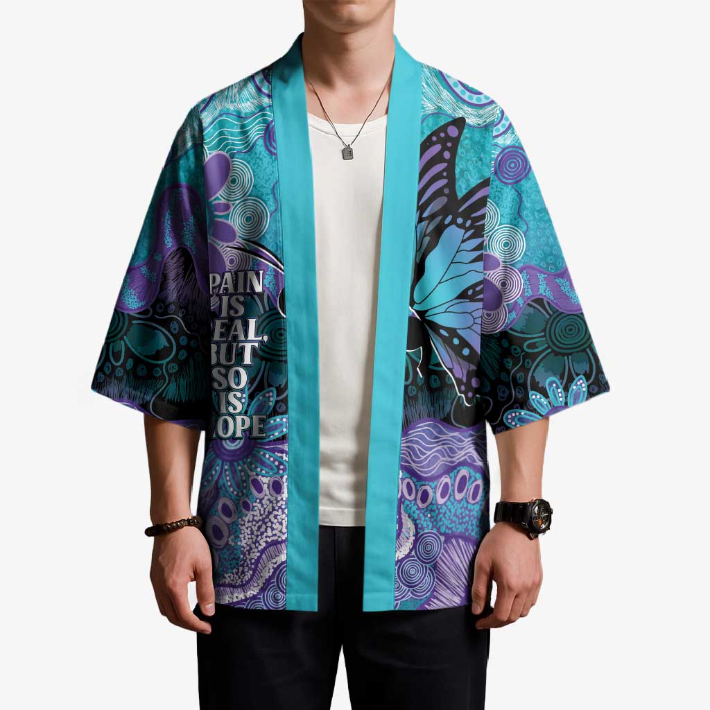 Australia Indigenous Teal Purple Contemporary Aboriginal Art Kimono Hope Is Real