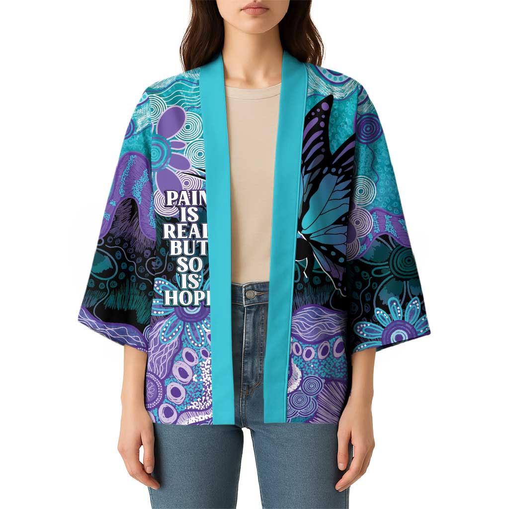 Australia Indigenous Teal Purple Contemporary Aboriginal Art Kimono Hope Is Real