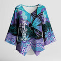 Australia Indigenous Teal Purple Contemporary Aboriginal Art Kimono Sleeve Blouse Hope Is Real