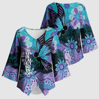 Australia Indigenous Teal Purple Contemporary Aboriginal Art Kimono Sleeve Blouse Hope Is Real