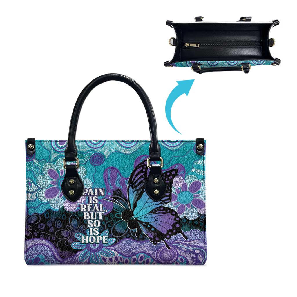 Australia Indigenous Teal Purple Contemporary Aboriginal Art Leather Bag Hope Is Real