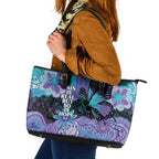 Australia Indigenous Teal Purple Contemporary Aboriginal Art Leather Tote Bag Hope Is Real