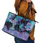 Australia Indigenous Teal Purple Contemporary Aboriginal Art Leather Tote Bag Hope Is Real