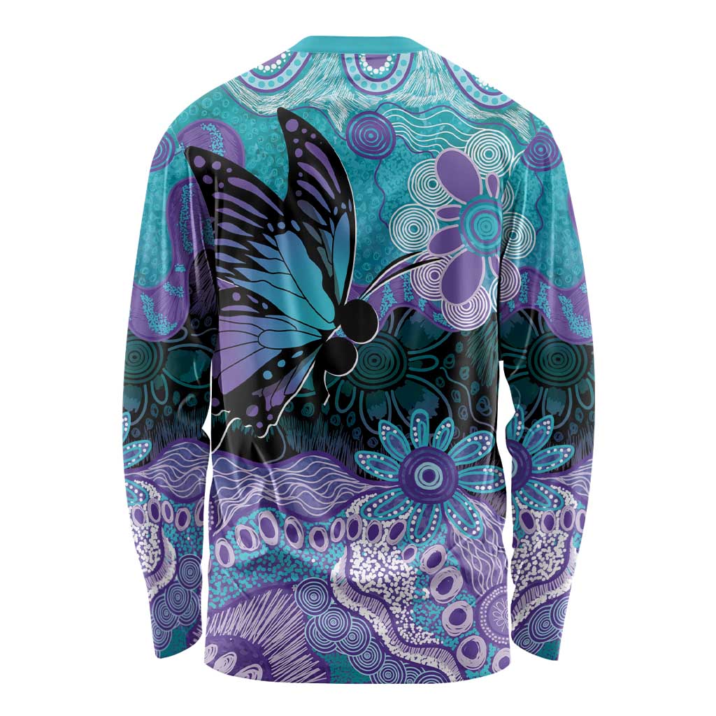 Australia Indigenous Teal Purple Contemporary Aboriginal Art Long Sleeve Shirt Hope Is Real