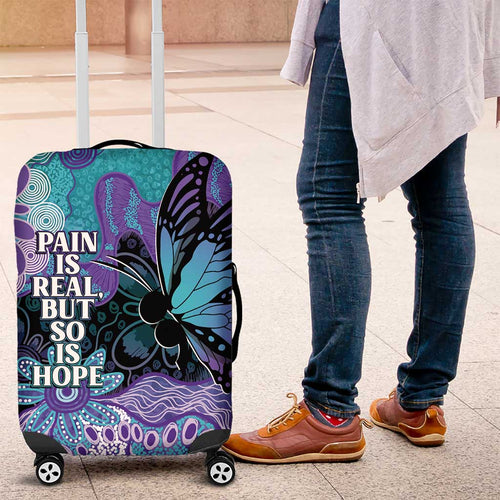 Australia Indigenous Teal Purple Contemporary Aboriginal Art Luggage Cover Hope Is Real