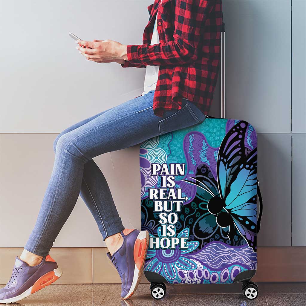 Australia Indigenous Teal Purple Contemporary Aboriginal Art Luggage Cover Hope Is Real