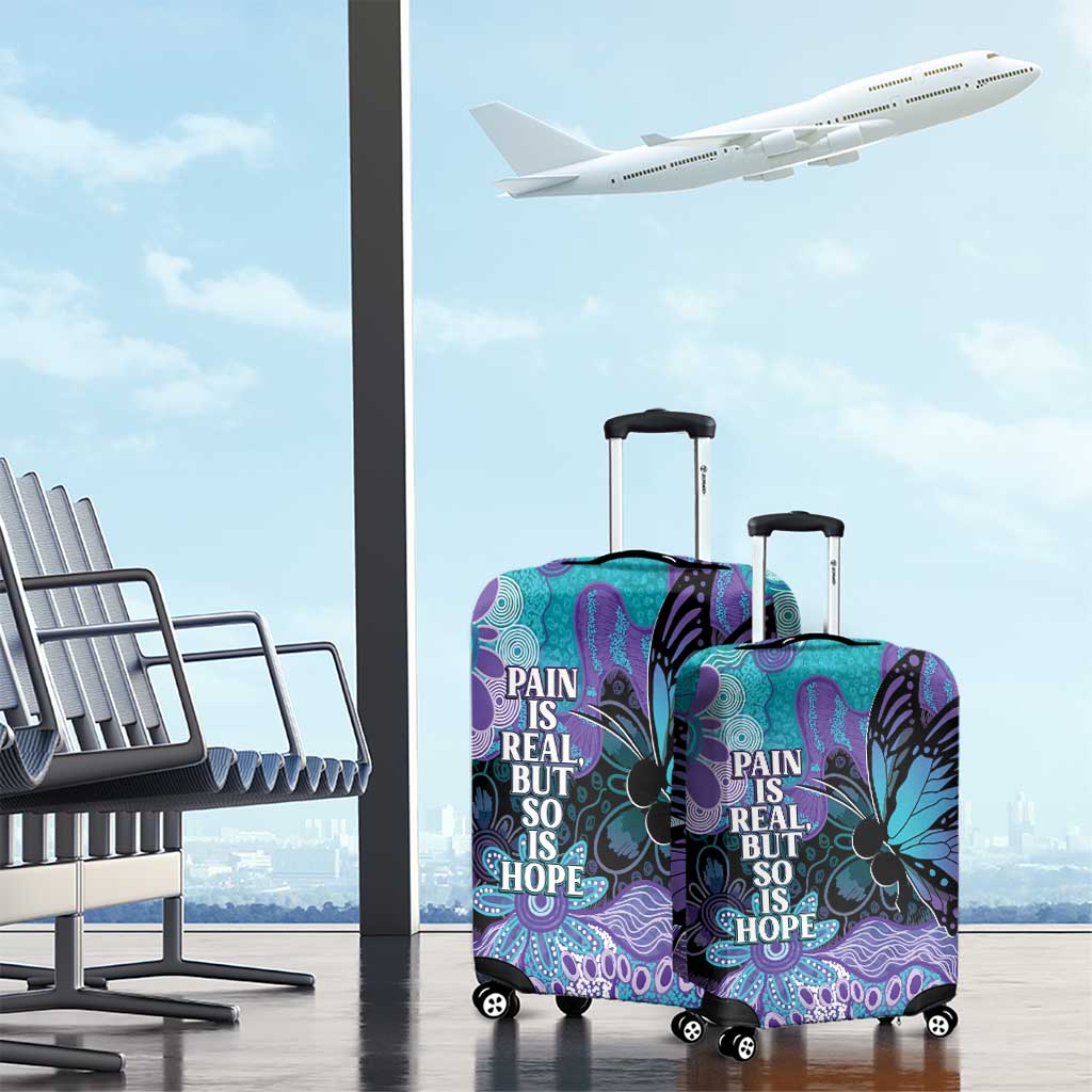 Australia Indigenous Teal Purple Contemporary Aboriginal Art Luggage Cover Hope Is Real