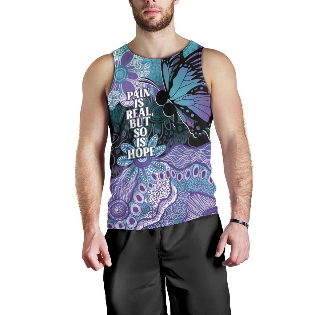 Australia Indigenous Teal Purple Contemporary Aboriginal Art Men Tank Top Hope Is Real