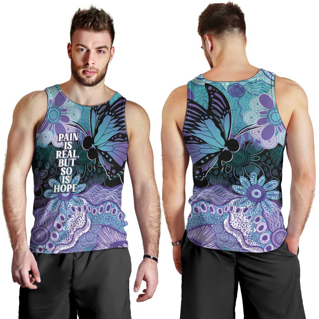 Australia Indigenous Teal Purple Contemporary Aboriginal Art Men Tank Top Hope Is Real