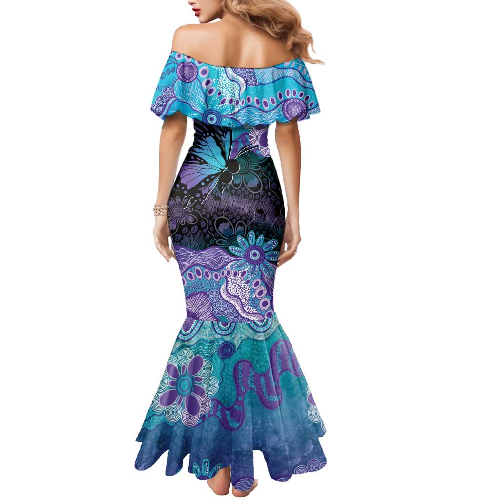 Australia Indigenous Teal Purple Contemporary Aboriginal Art Mermaid Dress Hope Is Real