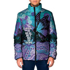 Australia Indigenous Teal Purple Contemporary Aboriginal Art Padded Jacket Hope Is Real