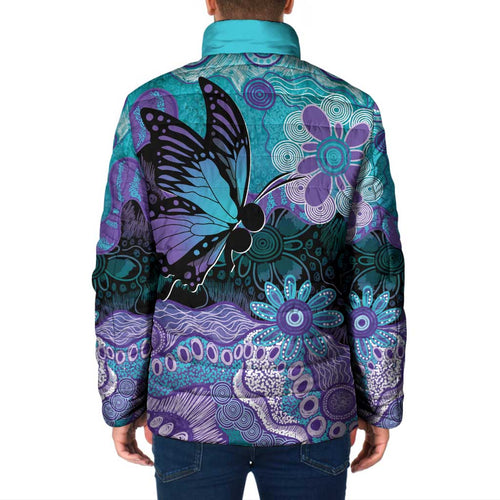 Australia Indigenous Teal Purple Contemporary Aboriginal Art Padded Jacket Hope Is Real