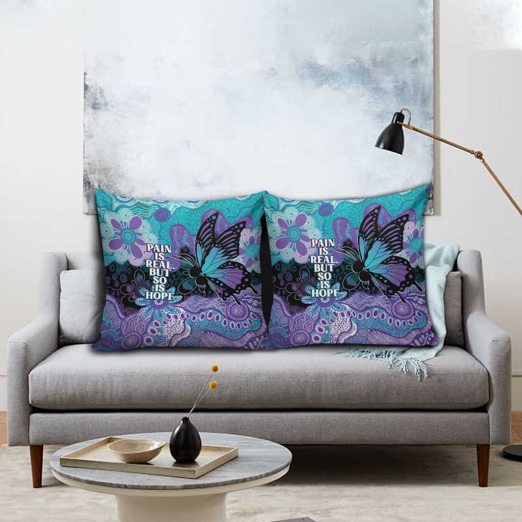 Australia Indigenous Teal Purple Contemporary Aboriginal Art Pillow Cover Hope Is Real