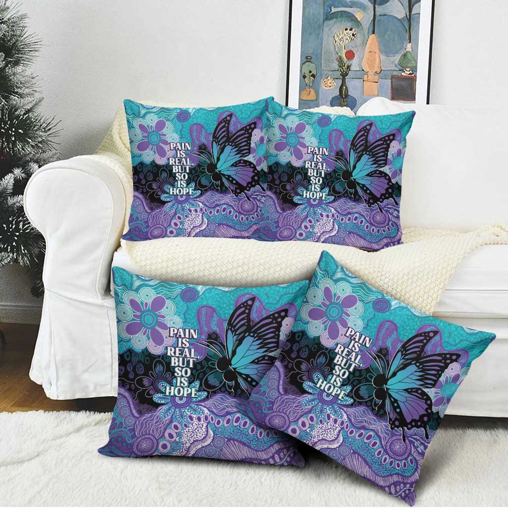 Australia Indigenous Teal Purple Contemporary Aboriginal Art Pillow Cover Hope Is Real