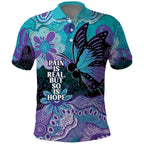 Australia Indigenous Teal Purple Contemporary Aboriginal Art Polo Shirt Hope Is Real