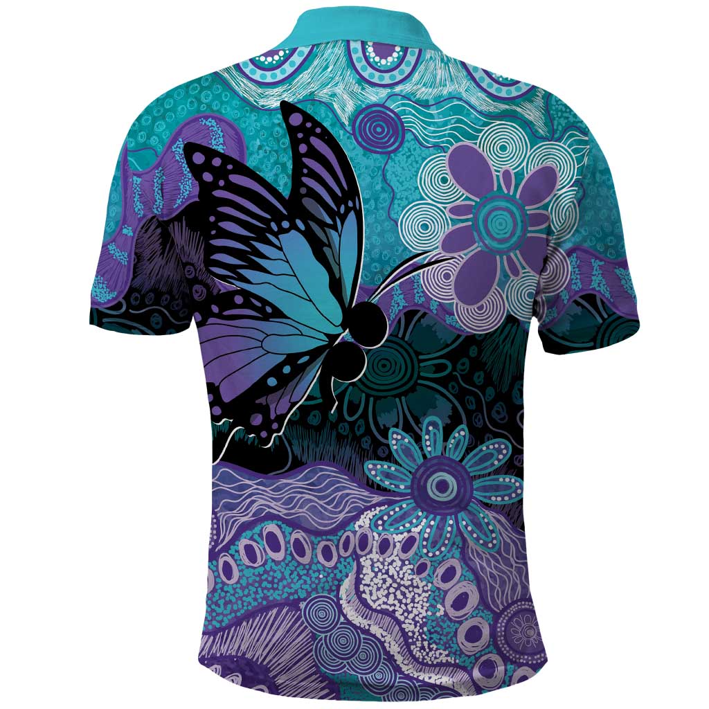 Australia Indigenous Teal Purple Contemporary Aboriginal Art Polo Shirt Hope Is Real