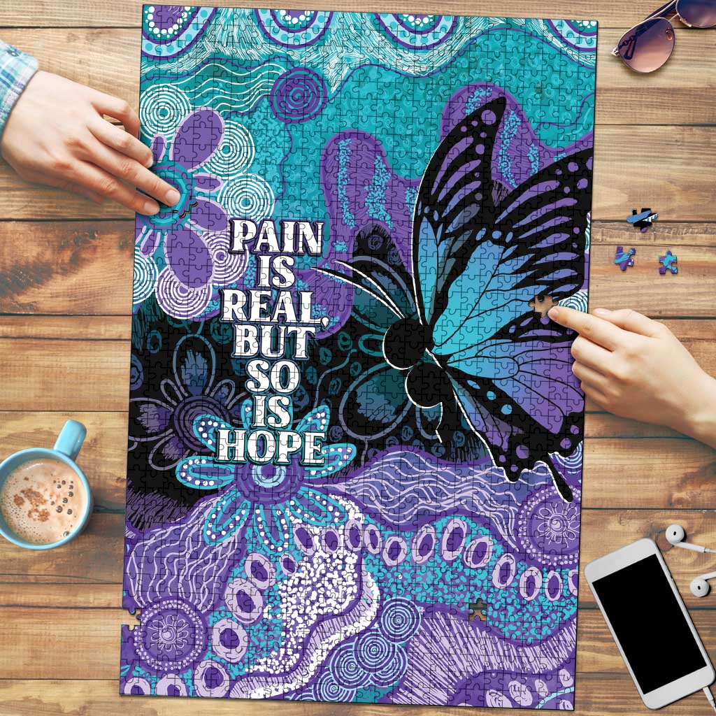 Australia Indigenous Teal Purple Contemporary Aboriginal Art Puzzle Hope Is Real