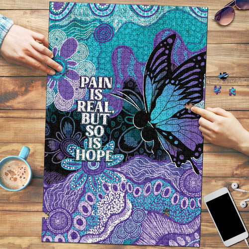Australia Indigenous Teal Purple Contemporary Aboriginal Art Puzzle Hope Is Real