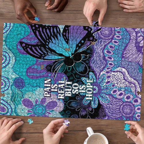 Australia Indigenous Teal Purple Contemporary Aboriginal Art Puzzle Hope Is Real