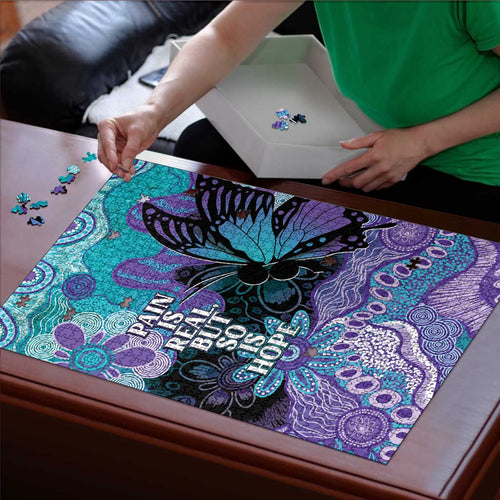 Australia Indigenous Teal Purple Contemporary Aboriginal Art Puzzle Hope Is Real