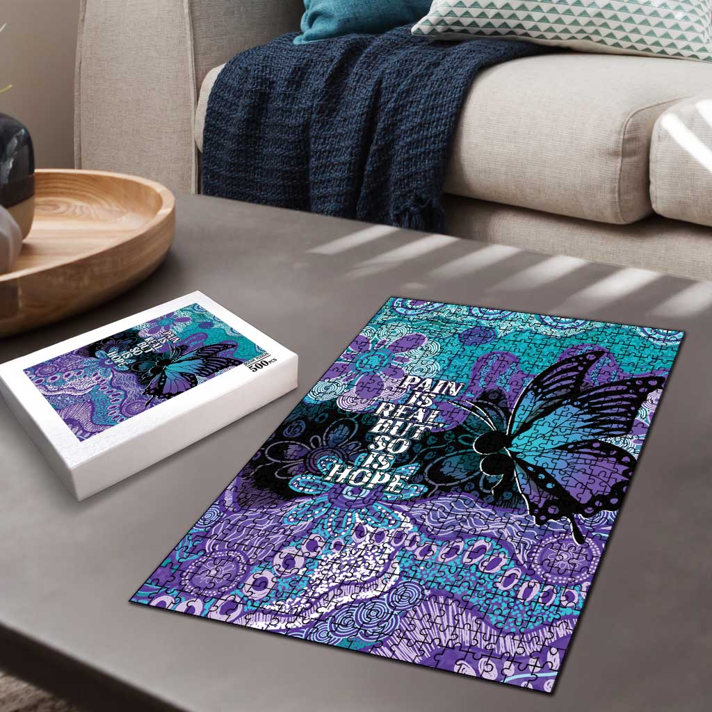 Australia Indigenous Teal Purple Contemporary Aboriginal Art Puzzle Hope Is Real