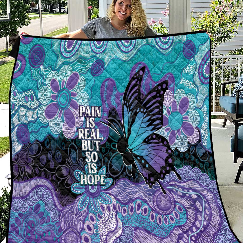 Australia Indigenous Teal Purple Contemporary Aboriginal Art Quilt Hope Is Real