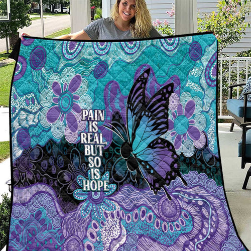 Australia Indigenous Teal Purple Contemporary Aboriginal Art Quilt Hope Is Real