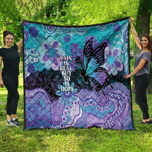 Australia Indigenous Teal Purple Contemporary Aboriginal Art Quilt Hope Is Real