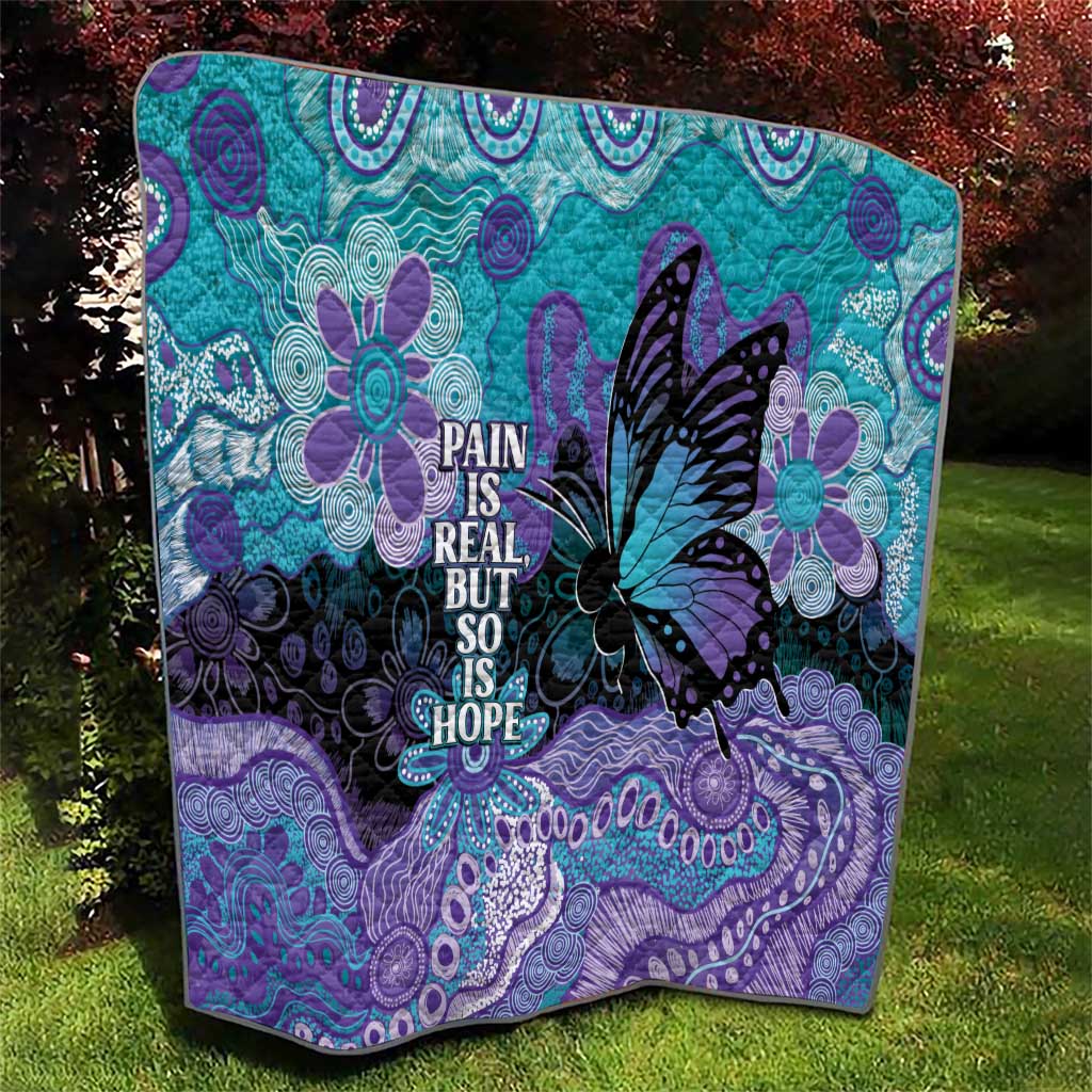 Australia Indigenous Teal Purple Contemporary Aboriginal Art Quilt Hope Is Real