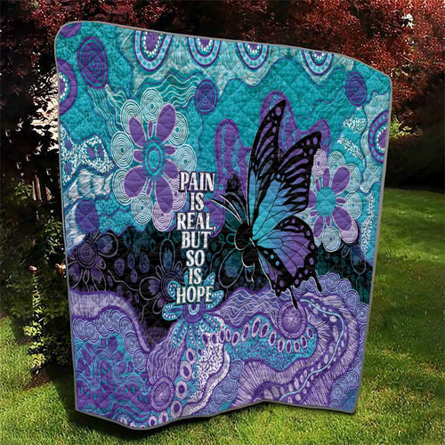 Australia Indigenous Teal Purple Contemporary Aboriginal Art Quilt Hope Is Real