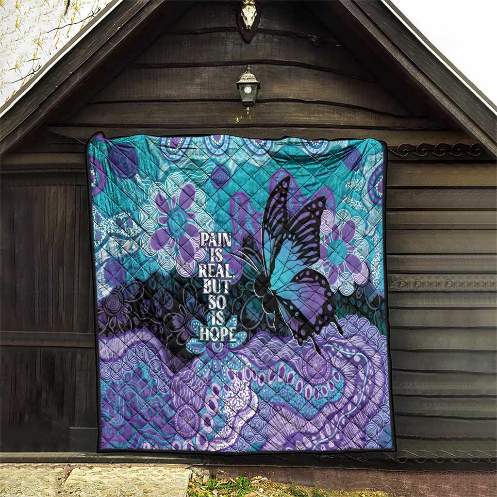 Australia Indigenous Teal Purple Contemporary Aboriginal Art Quilt Hope Is Real