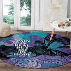 Australia Indigenous Teal Purple Contemporary Aboriginal Art Round Carpet Hope Is Real