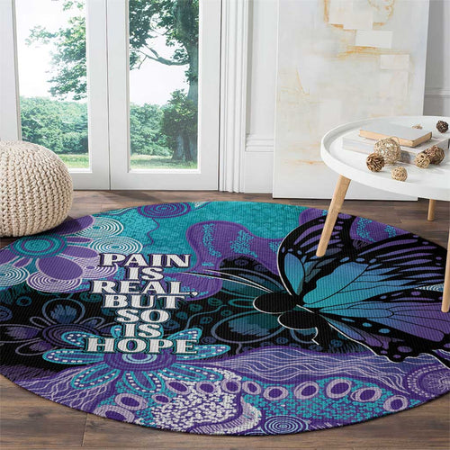 Australia Indigenous Teal Purple Contemporary Aboriginal Art Round Carpet Hope Is Real