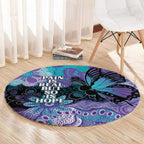Australia Indigenous Teal Purple Contemporary Aboriginal Art Round Carpet Hope Is Real