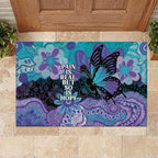 Australia Indigenous Teal Purple Contemporary Aboriginal Art Rubber Doormat Hope Is Real