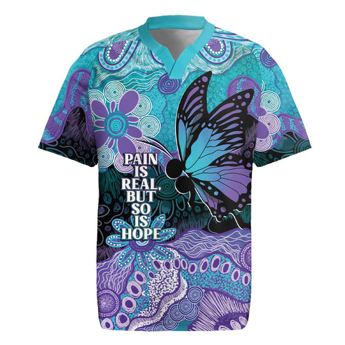 Australia Indigenous Teal Purple Contemporary Aboriginal Art Rugby Jersey Hope Is Real