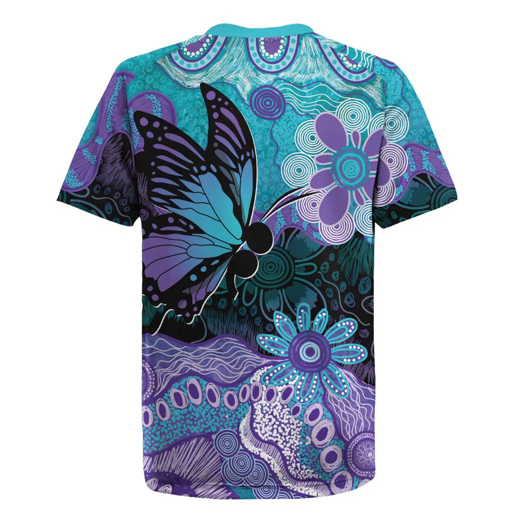 Australia Indigenous Teal Purple Contemporary Aboriginal Art Rugby Jersey Hope Is Real