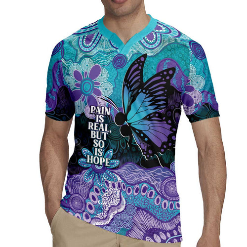 Australia Indigenous Teal Purple Contemporary Aboriginal Art Rugby Jersey Hope Is Real