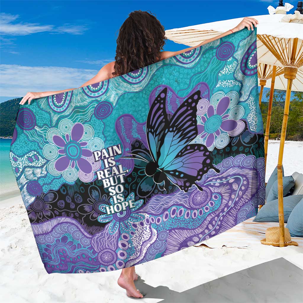 Australia Indigenous Teal Purple Contemporary Aboriginal Art Sarong Hope Is Real