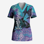 Australia Indigenous Teal Purple Contemporary Aboriginal Art Scrub Top Hope Is Real