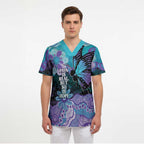 Australia Indigenous Teal Purple Contemporary Aboriginal Art Scrub Top Hope Is Real