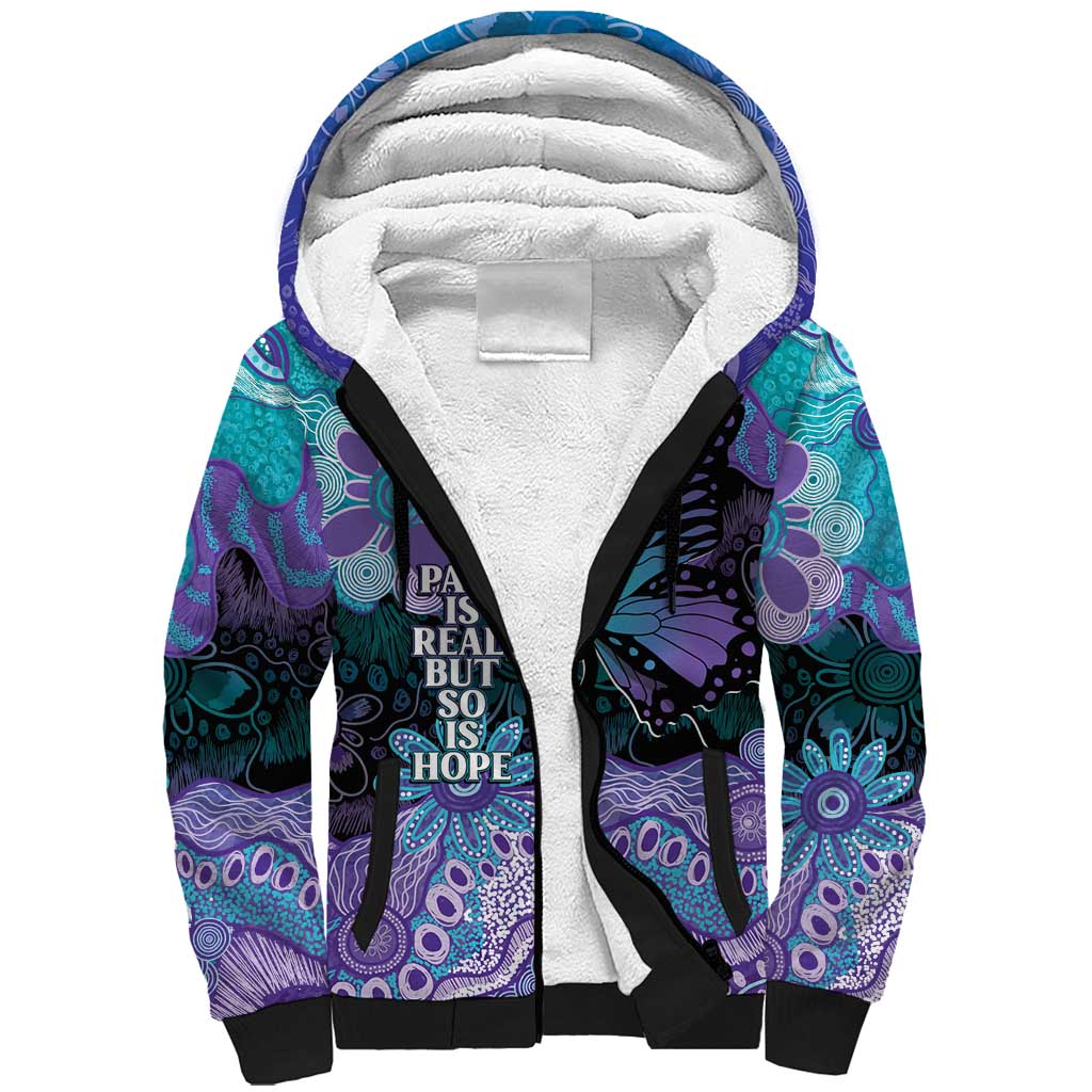 Australia Indigenous Teal Purple Contemporary Aboriginal Art Sherpa Hoodie Hope Is Real