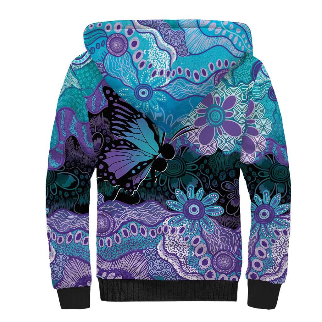 Australia Indigenous Teal Purple Contemporary Aboriginal Art Sherpa Hoodie Hope Is Real