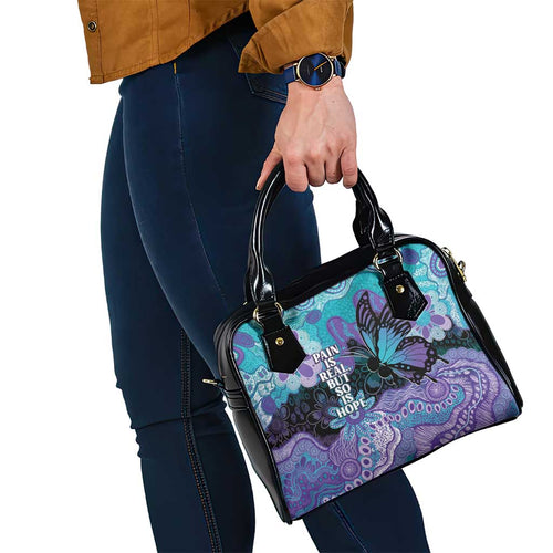 Australia Indigenous Teal Purple Contemporary Aboriginal Art Shoulder Handbag Hope Is Real