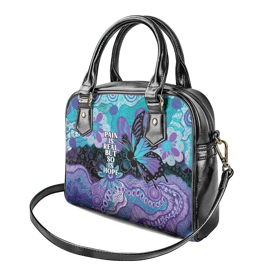 Australia Indigenous Teal Purple Contemporary Aboriginal Art Shoulder Handbag Hope Is Real