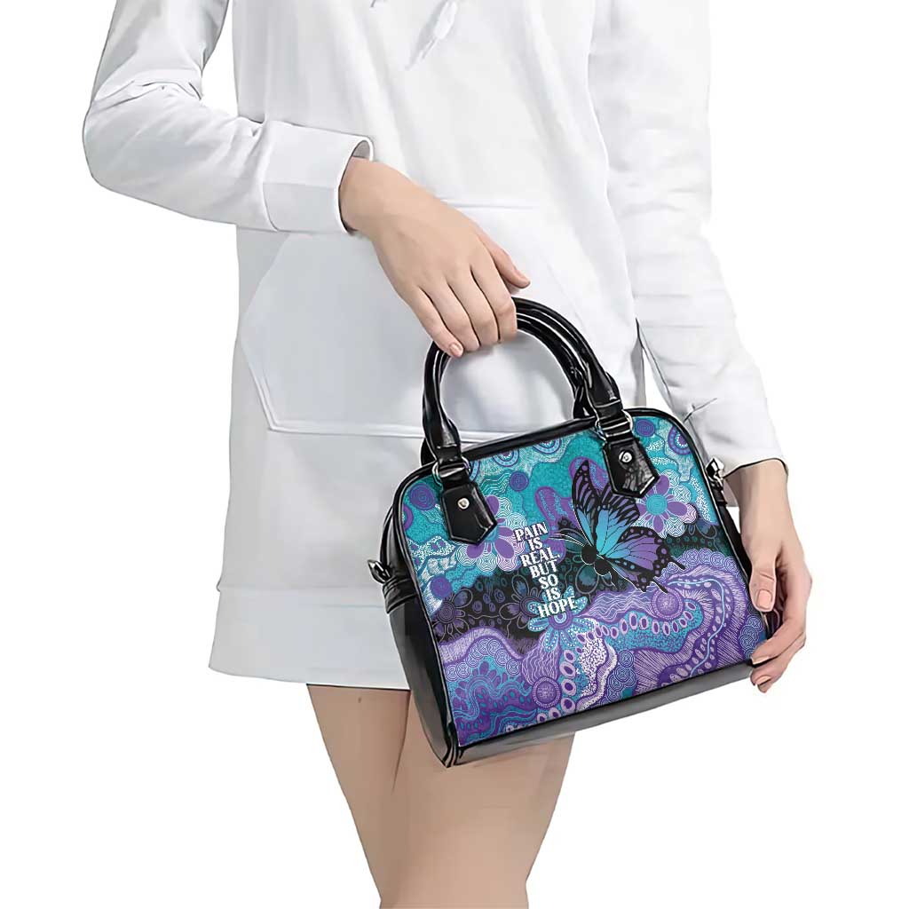 Australia Indigenous Teal Purple Contemporary Aboriginal Art Shoulder Handbag Hope Is Real