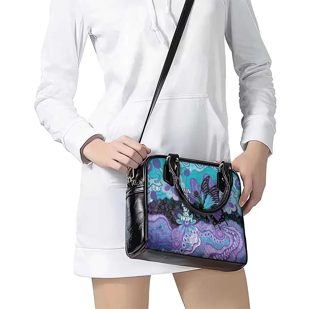 Australia Indigenous Teal Purple Contemporary Aboriginal Art Shoulder Handbag Hope Is Real