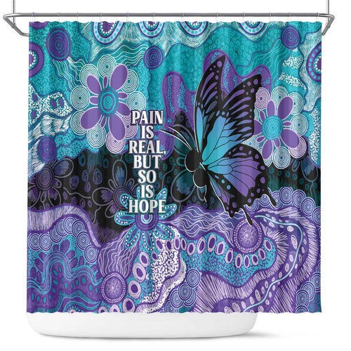 Australia Indigenous Teal Purple Contemporary Aboriginal Art Shower Curtain Hope Is Real