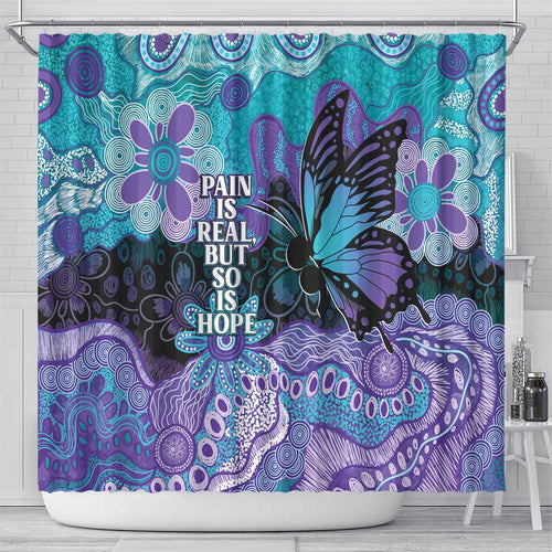 Australia Indigenous Teal Purple Contemporary Aboriginal Art Shower Curtain Hope Is Real